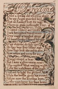 無邪気と経験の歌、プレート15、夢（ベントレー26） 作： William Blake